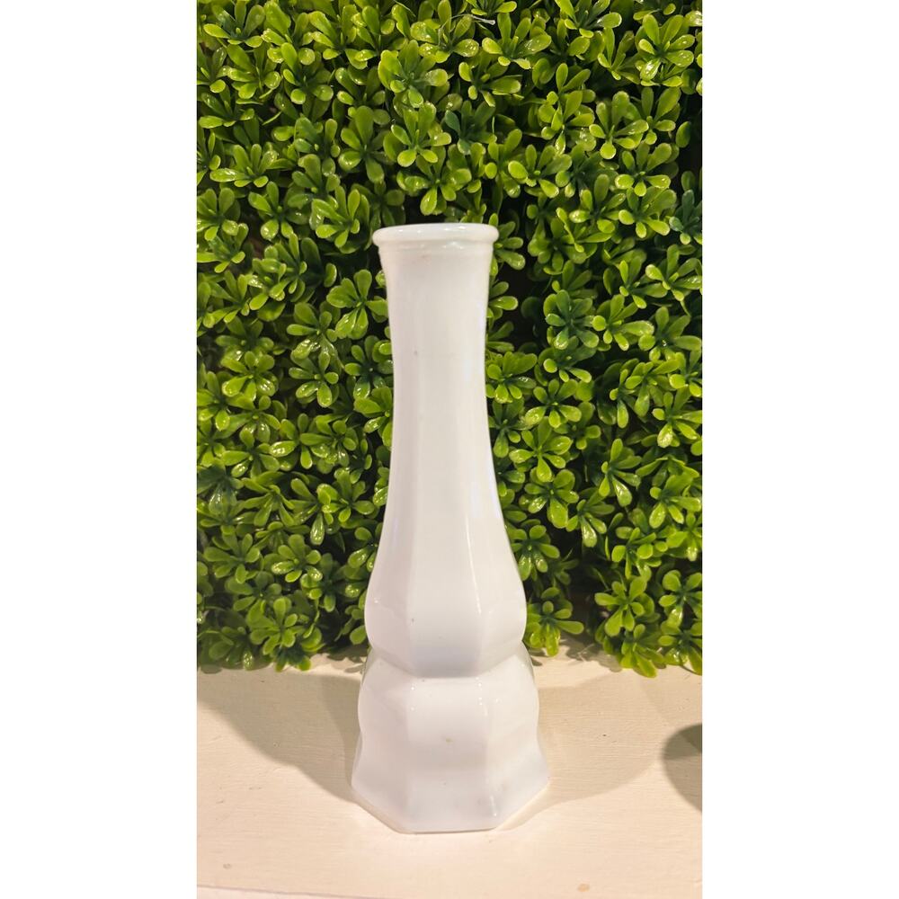 Vintage Mid Century Opaque White Milk Glass Vase